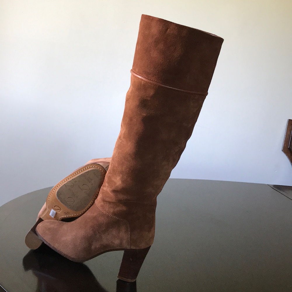 Delman Brown Suede Heeled Boots